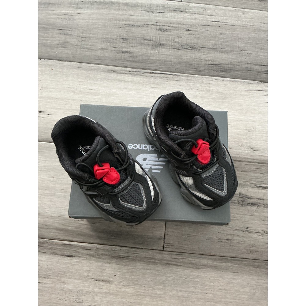 New Balance 9060 Black Grey Red Infant Toddler Sneakers IV9060BK Size 4 Kids - Picture 2 of 6